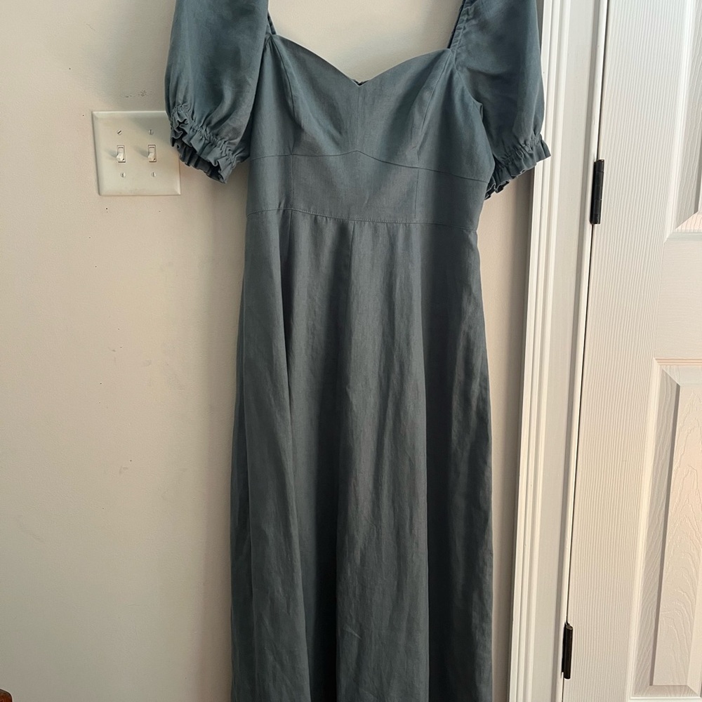 Boden Linen Midi Dress, Sage Green